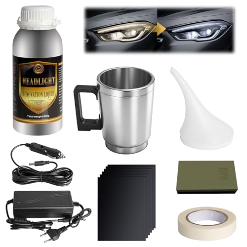 PAYFULLY Scheinwerfer Aufbereitung Set 800g Reparaturflüssigkeit Scheinwerfer Polierset Scheinwerfer Bedampfen Set für Vergilbung Kratzer Vage