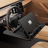 2 in 1 Adjustable Car Steering Wheel Laptop Desk Portable Vehicle Workstation for Eating Food Drink and Writing Laptop Work, Black Car Desk