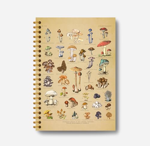 Carnet à spirale vintage champignon botanique 14x21cm pour femme