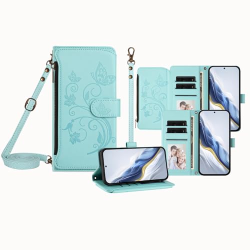 IVY for Honor X9c Smart 5G Case with Lanyard, All-in-One Wallet Crossbody Phone Bag with Kickstand & Wireless Charging, Hands-Free Protective Shoulder Strap Case for Women Men - Baby Green