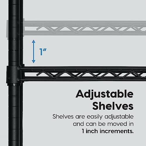 IRIS USA, Inc. 4-Tier Adjustable Heavy Duty Steel Storage Rack with Removable Locking Casters (Up to 1200 lbs Loading Capacity), Wire Organization Unit with Metal Shelves, Black (48\"L x 18\"W x 73.5\"H) - Thumbnail 7