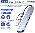 7 in 1 USB C Hub, 5W Power Delivery, USB 3.0 & 2.0 Compatible for USB C Laptops and Other Type C Devices
