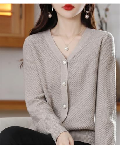 Women's V-Neck Cashmere Knit Cardigan Long Sleeve Soft Button Up Solid Color Sweater Loose Fit Warm Outwear4