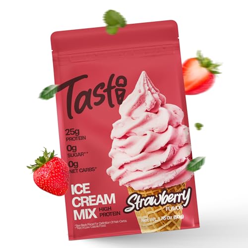 TASTI High-Protein Ice Cream Mix - Strawberry Flavor Low Sugar Ice Cream Powder - Made for Ninja...