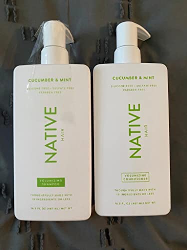 Native Shampoo And Conditioner Set | Sulfate Free, Paraben Free, Dye Free, With Naturally Derived Clean Ingredients | 16.5 Oz​【468 G】 (Cucumber & Mint, Volumizing), 2, 33.0 Ounces​【936 G】 Total #TOP22