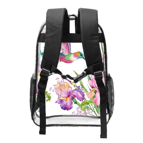 Sac à dos transparent imprimé oiseau grand format motif jardin - 2