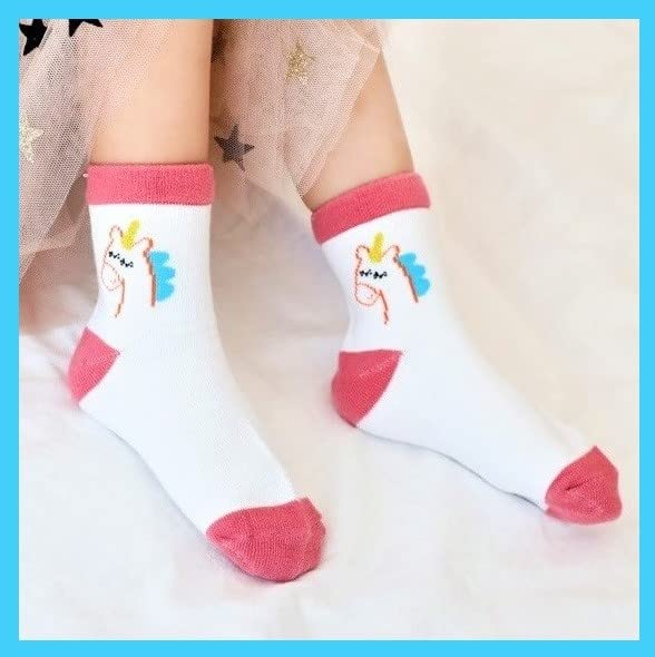 Image of Pink Socks for Girls, Calf length, Soft Pure Cotton, Lightweight & Breathable, 1 to 9 Years, Pack of 5, Designer socks, Gift Option