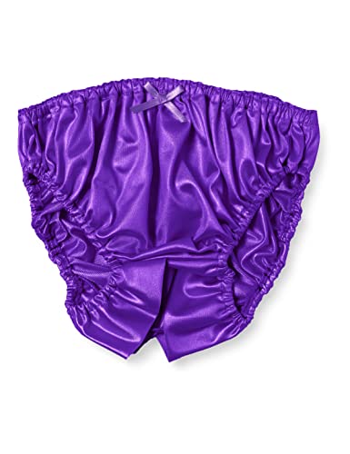 [ラ ポーム] ブリーフ 光沢 フェリカ生地 オープンクロッチ インゴム スキャンティ くしゅくしゅ 穴あき 股ワレ フルバック アマゾン限定 ラポーム ブランド 日本製 113040 レディース パープル M(ヒップ87-95)