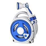 Retractable Garden Hose Reel, 50FT Home Hose Reel with10 Patterns Spray Nozzle, Adapts to standard US hose plugs, for Garden Watering, Floor Cleaning, Pet Cleaning, etc