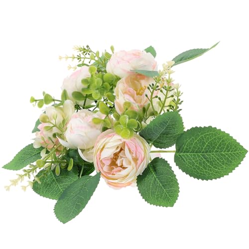 Kichvoe Peony Candle Wreath Taper Candle Rings Chic Artificial Flower Ornaments
