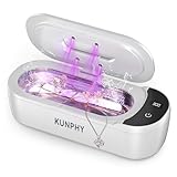 KUNPHY Ultrasonic Jewellery Cleaner, 400ml Large Capacity Sonic Cleaner Machine with U-V Light, 2 Modes Digital Display, 48kHz Glasses Cleaner Machine for Jewelry, Rings, Retainers, Dentures