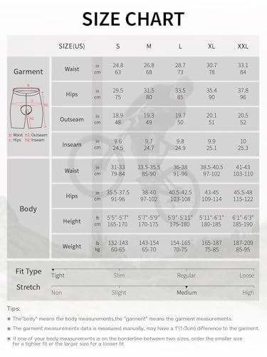 ARSUXEO Shorts masculinos acolchoados para ciclismo com bolsos de fácil acesso, Preto, azul, XGG