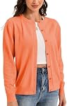 D'BOON Womens Cardigan Sweaters Button Down Classic Long Sleeve Casual Crew Neck Soft Lightweight Tops(S-2XL)