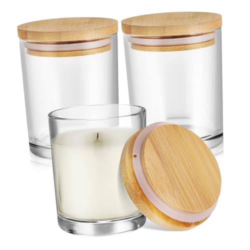 MUELODSIC 3 Pezzi Portacandele in Vetro Barattoli Con Coperchi Chiaro Vasi Da Con Fabbricazione Barattoli Muratore Con Coperchi Forniture Piccolo Trasparente Bicchiere