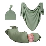 Oaygat Newborn Baby Swaddle Blanket Large 47 * 47 inch Newborn Swaddle Wrap with Hat Set Soft Infant Swaddling Receiving Blanket with Hat Set Baby Essentials for Girls & Boys 0-3 Months