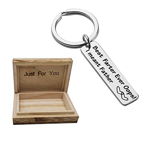 SANNYRA Father's Day Keychain -Best Farter Ever Oops! I Meant Father Keychain Gift for him Stainless Steel