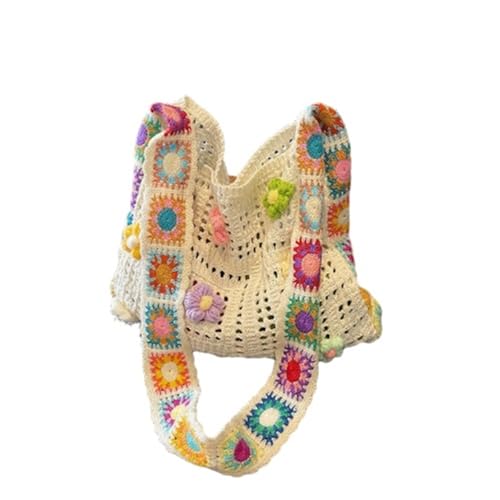 Women's Boho Embroidery Crossbody Bag Hollow Out Crochet Knit Shoulder Bag Knited Bag Handbag Summer Beach Tote