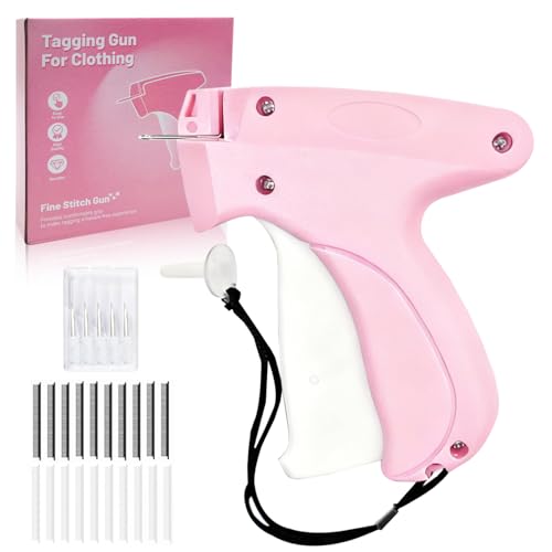 Stitch Gun for Clothes, Handheld Stitch Gun Quick Clothing Fixer, Sewing Kit Includes 6 Needle, 2000 White + 2000 Black Fasteners, Pink, Garment Repair Tool