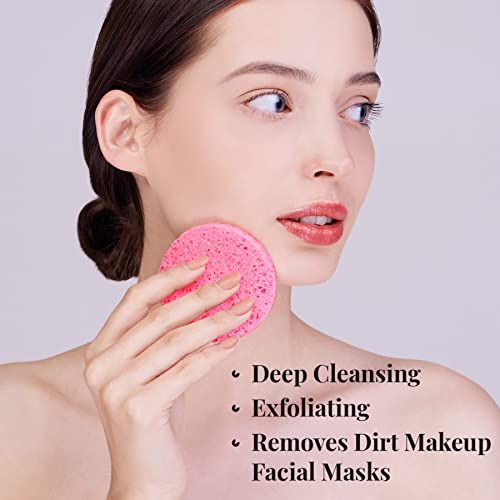 Gainwell 50-Count Compressed Facial Sponges For Daily Facial Cleansing And Exfoliating, 100％ Natural Cosmetic Spa Sponges For Makeup Remover, Reusable, Pink #TOP4