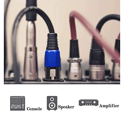 Hbu Packs Of 2 Speakon Extension Cable 50 Feet - Full Shield Pro Speak-On Male To Male Wire 50Ft - Dj Pa Stage Audio Jack Speaker Loudspeaker Amplifier Wiring Copper Cord With Twist Lock #TOP5