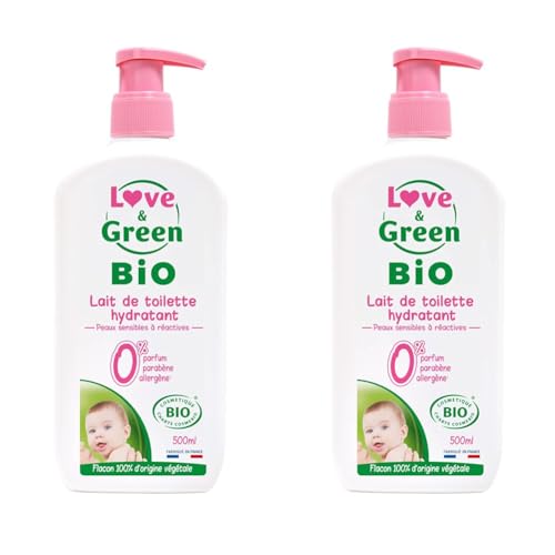 Love & Green - Lait de Toilette Hydratant Bio 0% 500 ml - Fabriqué en France (Lot de 2) Love & Green - Lait de Toilette Hydratant Bio 0% 500 ml - Fabriqué en France (Lot de 2)