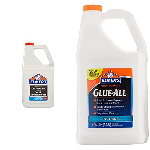 Elmer's Liquid School Glue, Clear, Washable, 1 Gallon - Great For Making Slime & E3860 Multi-Purpose Glue-All, 1 Gallon, White #TOP1