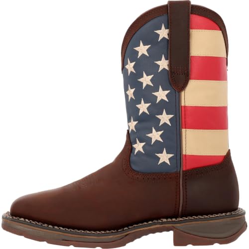 Durango® Workin' Rebel™ Patriotic Steel Toe Work Boot, Dark Brown And Union Flag, Size 9(M)