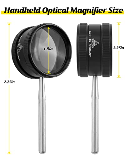 35X Handheld Optical Magnifying Glass - Detachable Metal Double Lens Magnifier High Clarity Mini Portable Pocket Loupe For Close Workbench Coins Stamps Crafts Jewelry #TOP2
