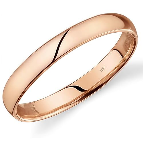 SKAHFIS 10K Rose Gold 3mm Ring