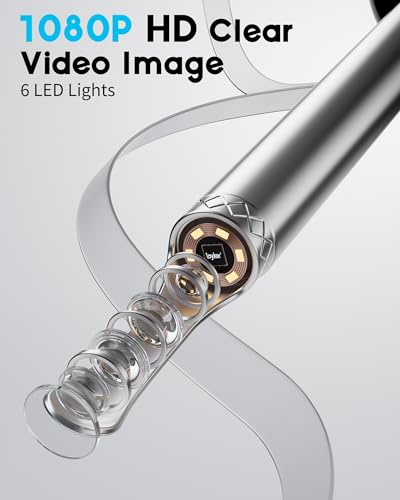 loyker x6 ear wax removal tool camera ear cleaner with camera fsa - hsa store eligible 1080p ear camera with 6led light for earnosethroattonsil stone examination black