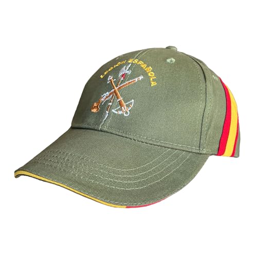 Gorra Legion Bandera de España, Ajustable, Gorra 6 Paneles 100% algodón Peinado, Gorras de Hombre Beisbol,Golf, Pádel, Deportiva,Tenis y Uso Diario,Navidad (FR/ES, Letras, Talla única, Verde Militar)