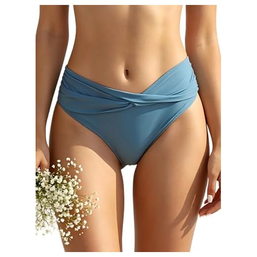SHEKINI Damen Bikini Hose Raffung Bauchweg Badehose V from Eleganz Strandhose Grosse Grössen XXL für Frauen (M, Fairy Blau)