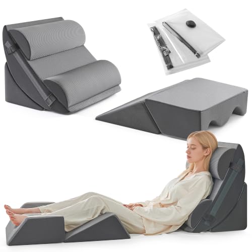 Image of Yojoker Wedge Pillow Set for After Surgery, Bed Wedge Pillow for Sleeping | 6PCS Orthopedic Post Surgery Pillow for Back Leg Pain Relief, Adjustable Foam Support Pillow for Acid Reflux Relief Grey