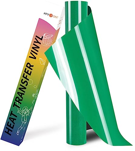 Image of HTVRONT HTV Vinyl Rolls Heat Transfer Vinyl - 12 inch x 8ft Green HTV Vinyl for Shirts, Iron on Vinyl for All Cutting Machine - Easy to Cut & Weed for Heat Vinyl Design (Green)