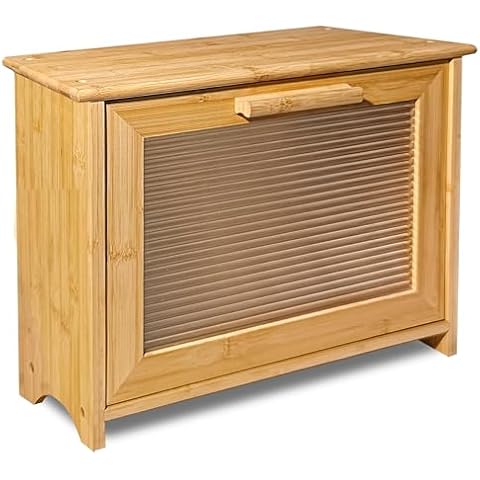 PURENJOY Bread Box, Bread Box for Kitchen Countertop, Large Bread Box for Homemade Bread, 2 Layer Wood farmhouse Breadbox Organizer for Kitchen Counter Corner, Cabinet, Pantry, (Natural Bamboo) Cover