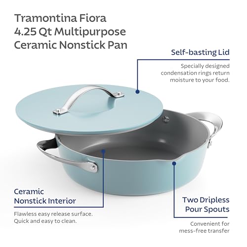 Image of Tramontina Fiora 4.25-Quart Ceramic Non Stick Cooking Pan with Lid