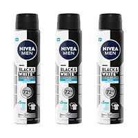 NIVEA MEN Black & White Invisible Fresh Anti-Perspirant Aerosol Deodorant 250ml | Men's Deodorant Spray | 72-hour Sweat Protection | Anti-Stain Formula | Defends Against Body Odour | Gentle on Skin
