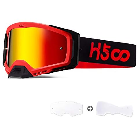 Motocross Goggles Anti-fog Dustproof Motorcycle Clear Goggles MTB ATV Mountain Downhill Trail Dirt Jump Cycling Off Road Racing MX Goggles with Tear Off Motorbike Goggles for Helmets Men Women Adults Cover