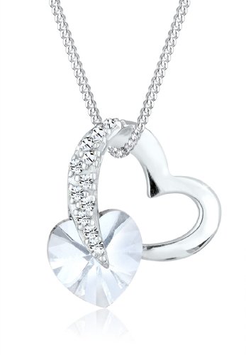 Elli Collares Damas El glamoroso cristal del corazón en plata esterlina 925