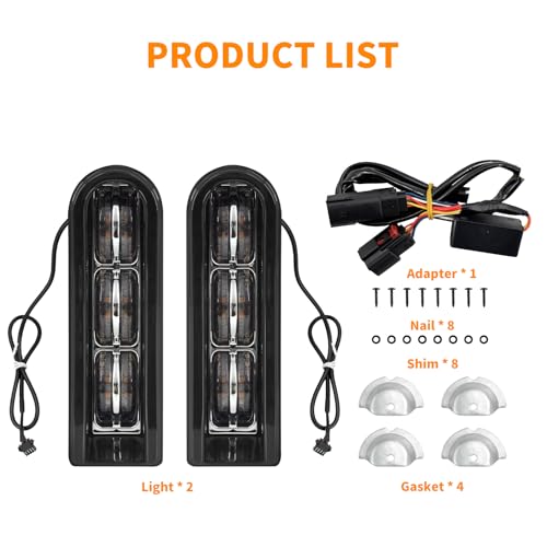 Luces LED Insertadas para Alforjas, compatibles con Harley Touring 2014 en adelante, carcasa negra, diseño con luz de soporte, aptas para Road King, Street Glide, Road Glide, Electra Glide, Ultra Limited y FLHTCU miniatura 5