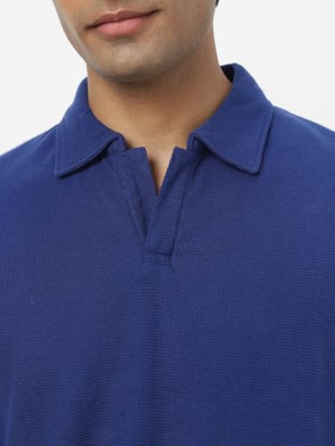 Image of Urbano Fashion Men's Textured Regular Fit Half Sleeve Cotton Polo T-Shirt