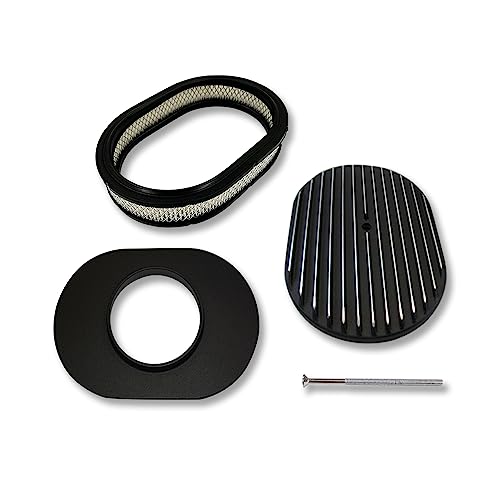 Demotor Performance For Sbc Chevy Tall Valve Covers & 12" Oval Air Cleaner Black Finned Aluminum #TOP7
