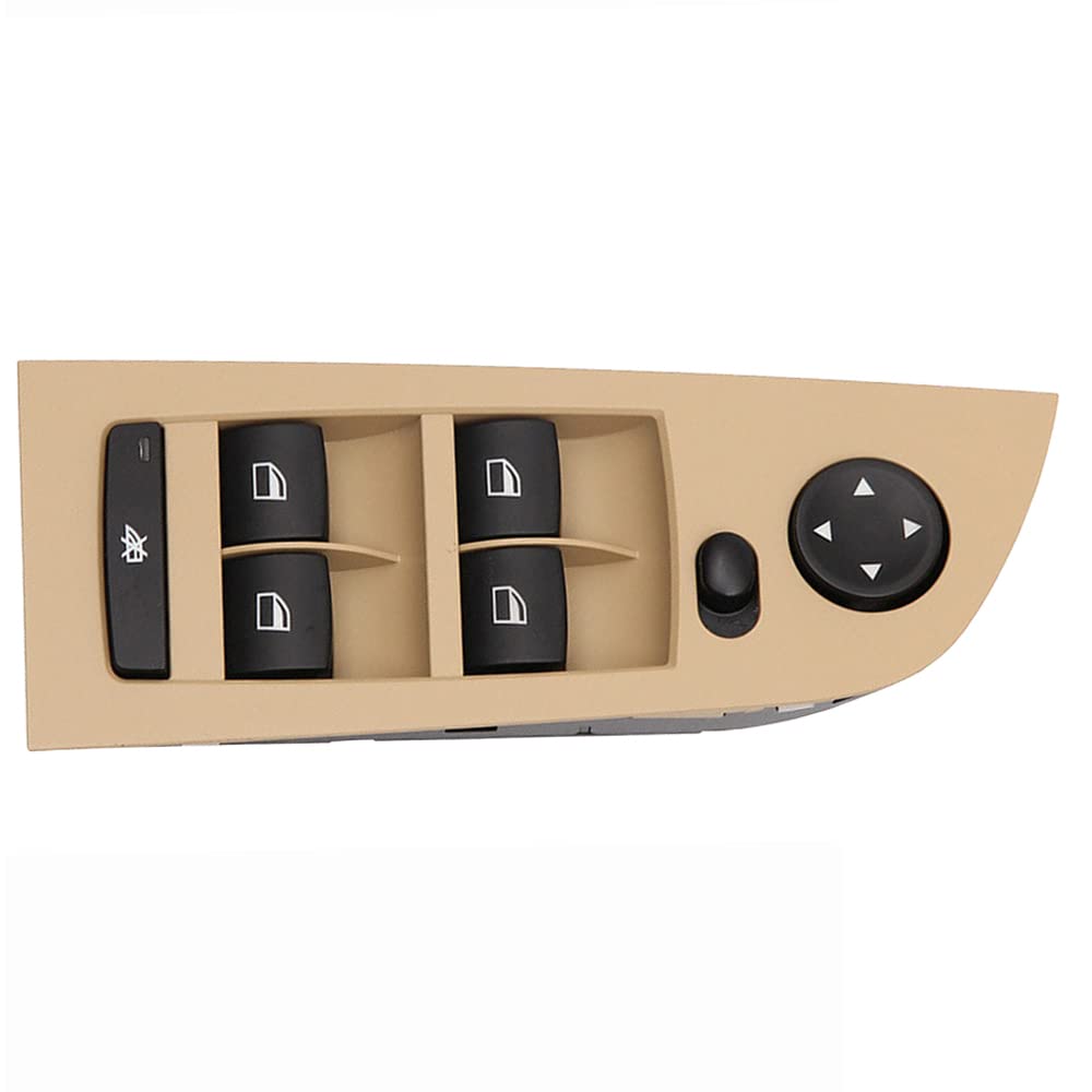 Botón de interruptor maestro de ventana eléctrica Kacepar, botón de ventana eléctrica, botón maestro de control de ventana beige compatible con BMW E90 E91, 61319217331