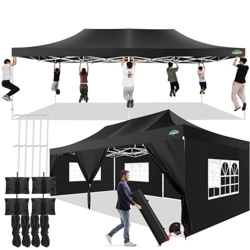 Image of COBIZI 13x26 Pop Up Canopy Tent with 8 Sidewalls,Heavy Duty Canopy,Black