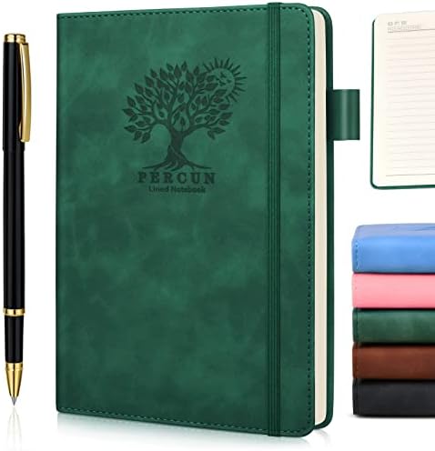 Lined Journal Notebook with Pen-160 Pages Daily Journals for Men Women Writing,Business,Travel,Note Taking,A5 Hardcover Leather Notebooks for Work,School,College Ruled,100gsm Paper,5.7" x 8.2"