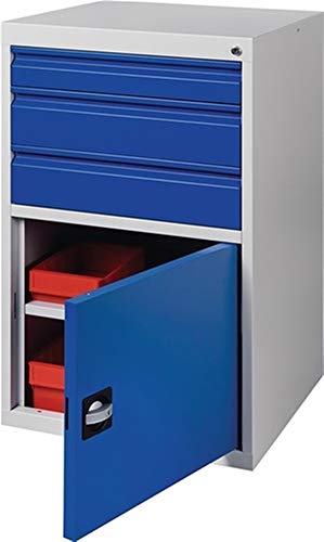 Preisvergleich Produktbild Schubladenschrank BK 600, H1000xB600xT600mm, grau / blau 3 Schubladen