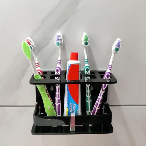Image of Wall Mounted self Adhesive Acrylic Tooth Brush /Toothpaste Holder /Stand /Tumbler /Toothpaste for Bathroom Stand Organizer Rack for Home (Acrylic Stand) (Big Black)