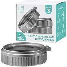 Mason Bottle Plastic Jar Rings 3-Pack Fits Regular-Mouth Mason Jars Reusable, BPA-Free, Non-Toxic, Rust-Proof, Made in USA Lid and Bottle Not Included