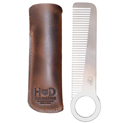 Hide & Drink, Leather Comb Case (Comb Not Included), Protector Holster, Stylish, Personal Care, Barber Accessories, Handmade Includes 101 Year Warranty :: Bourbon Brown #TOP3