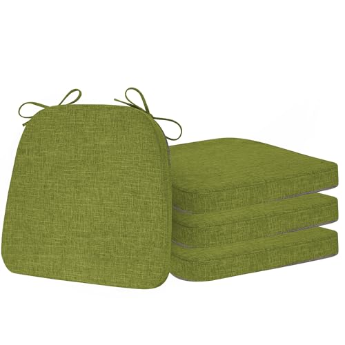 ELFJOY Chair Cushions for Dining Chairs Non Slip Chair Pads Set of 4 Seat Cushions with Ties Indoor 16.7" x 16" Green